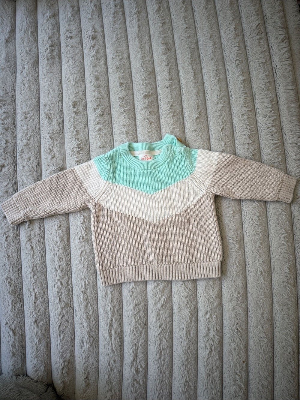 Cat & Jack Mint and Cream Colorblock Knit Sweater